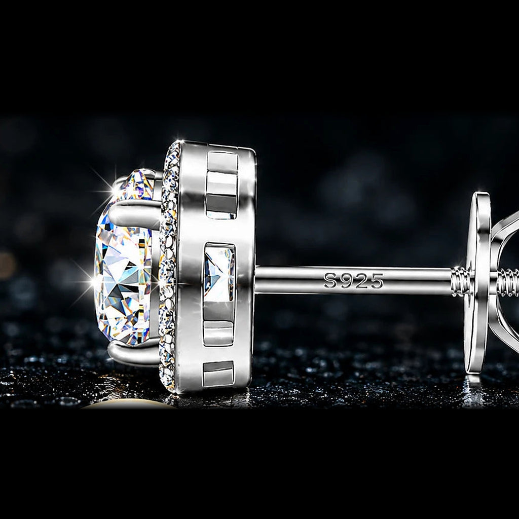 Lab-created moissanite stud earrings in 925 sterling silver, additional view 1