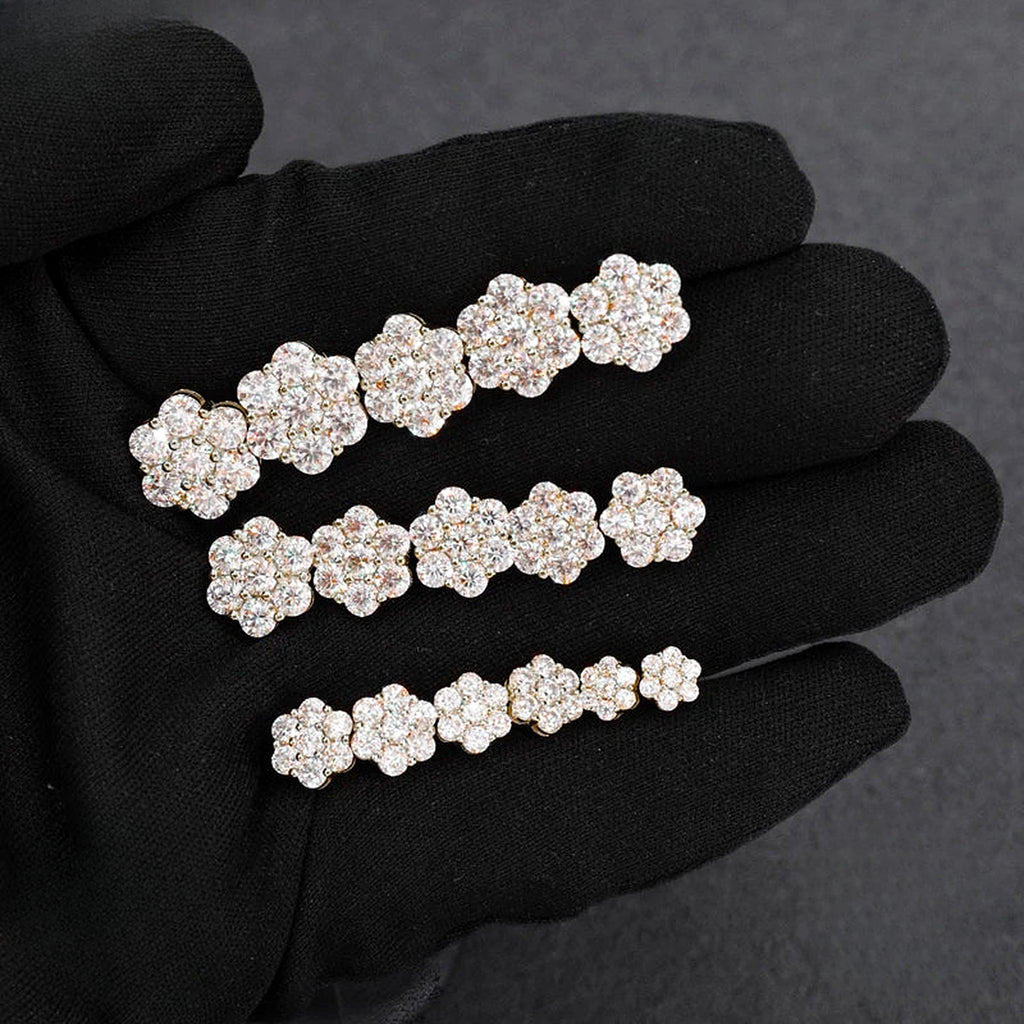 Lab-created moissanite flower stud earrings in 925 sterling silver, additional view 1