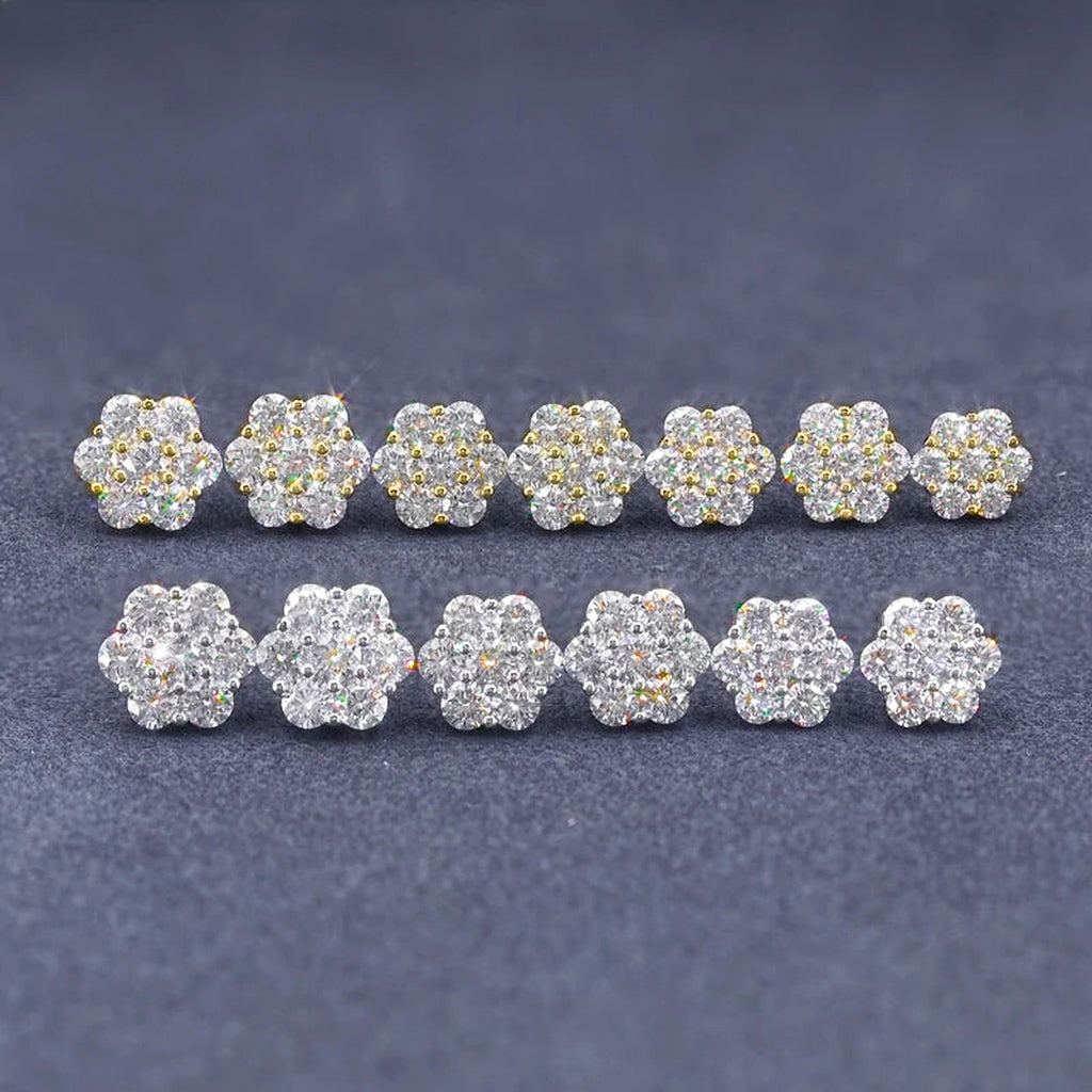Lab-created moissanite flower stud earrings in 925 sterling silver, additional view 3
