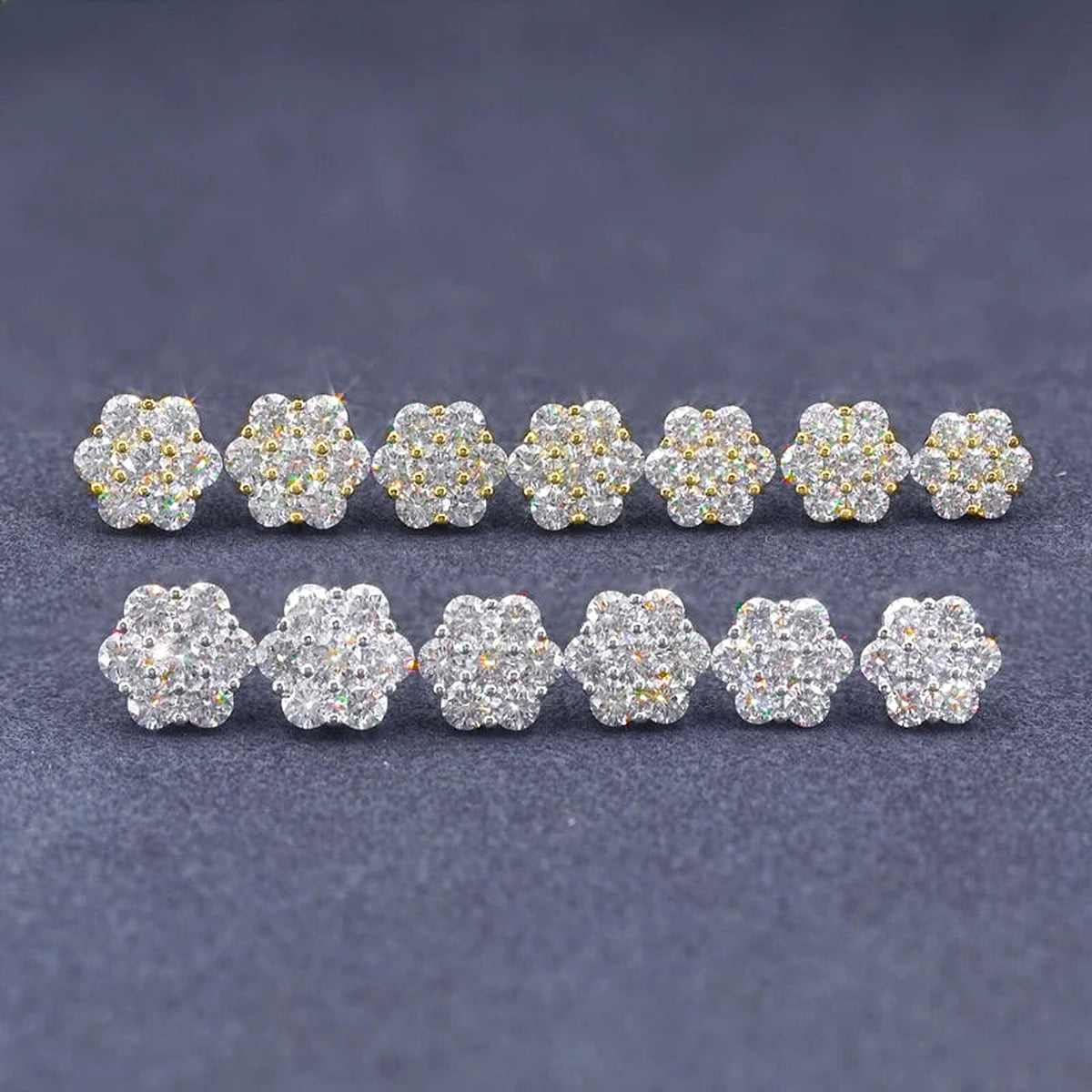 Lab-created moissanite flower stud earrings in 925 sterling silver, additional view 3