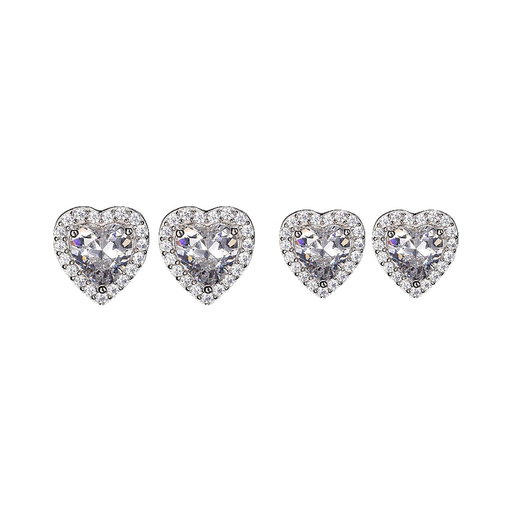 Lab-created moissanite heart stud earrings in 925 sterling silver, product photo