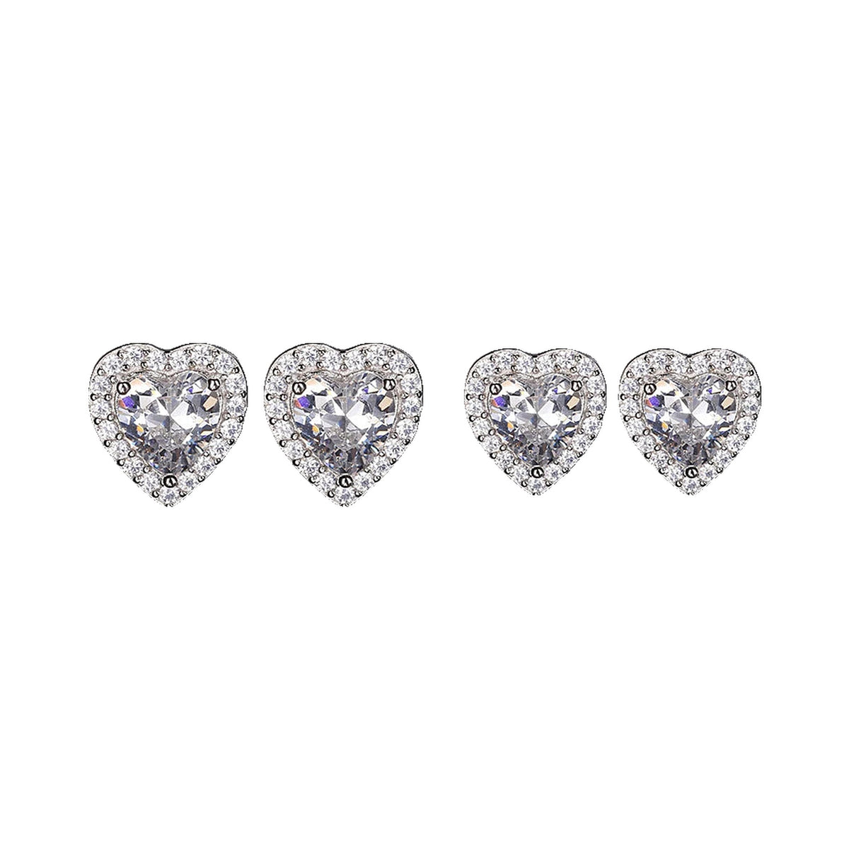 Lab-created moissanite heart stud earrings in 925 sterling silver, product photo