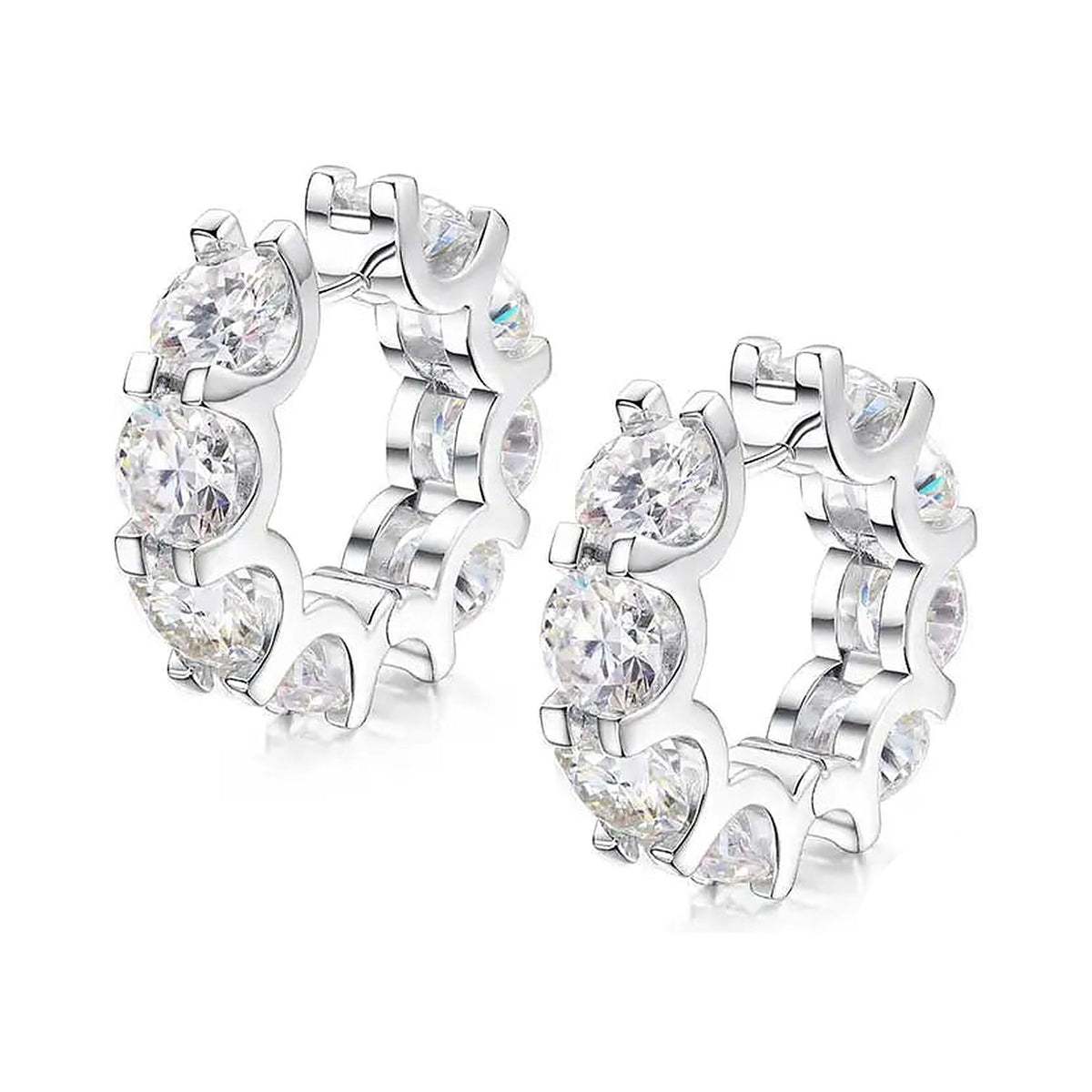 Lab-created moissanite hoop earrings, product photo