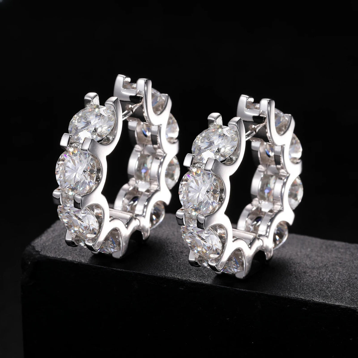 Lab-created moissanite hoop earrings, additional view 1