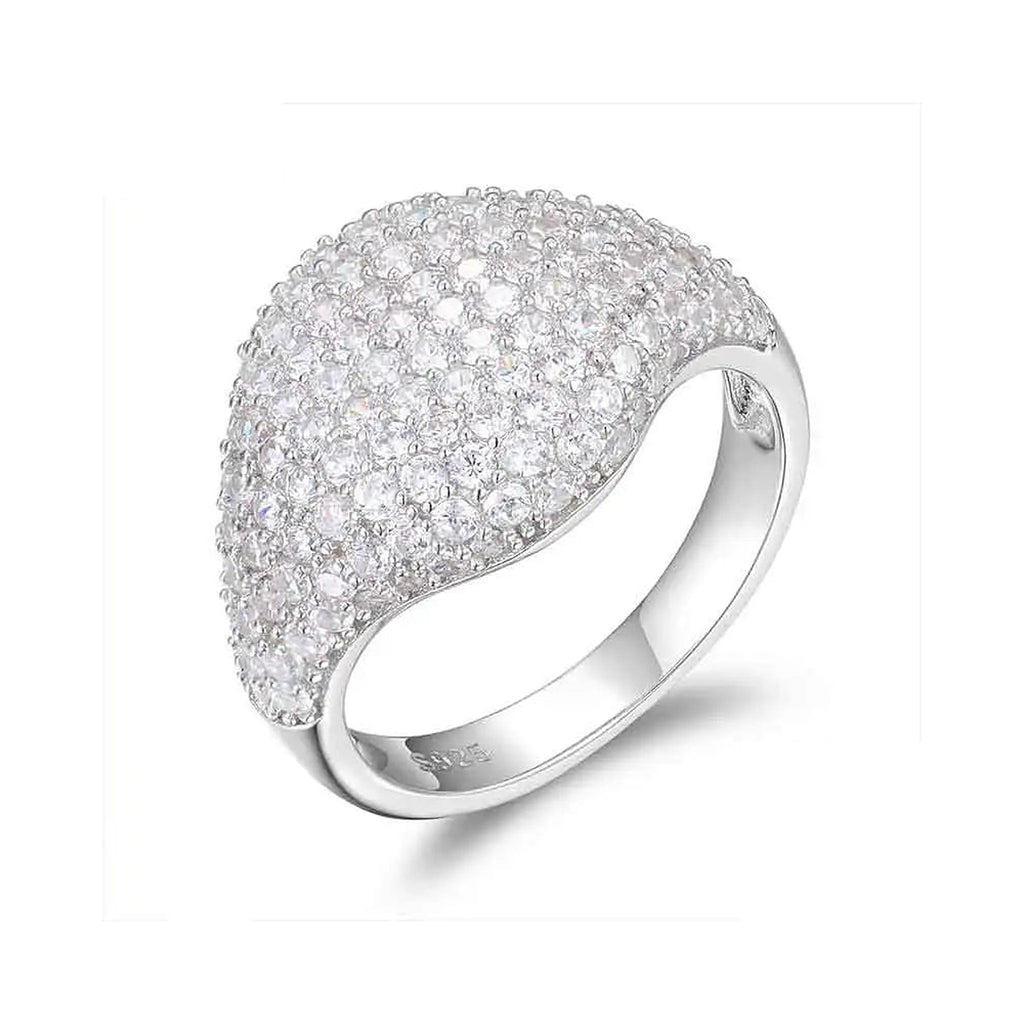 Lab-created moissanite pavé ring in 925 sterling silver, product photo