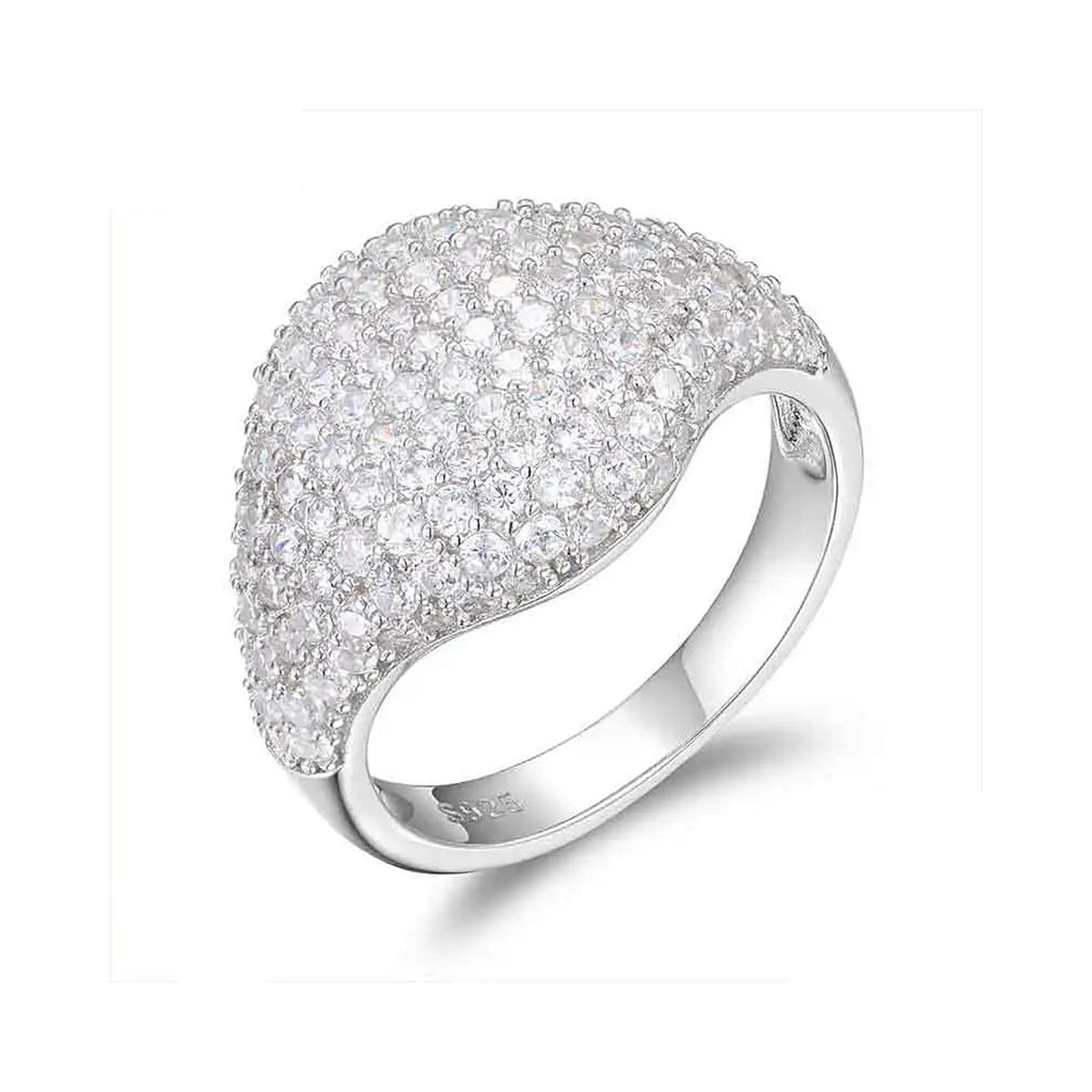 Lab-created moissanite pavé ring in 925 sterling silver, product photo