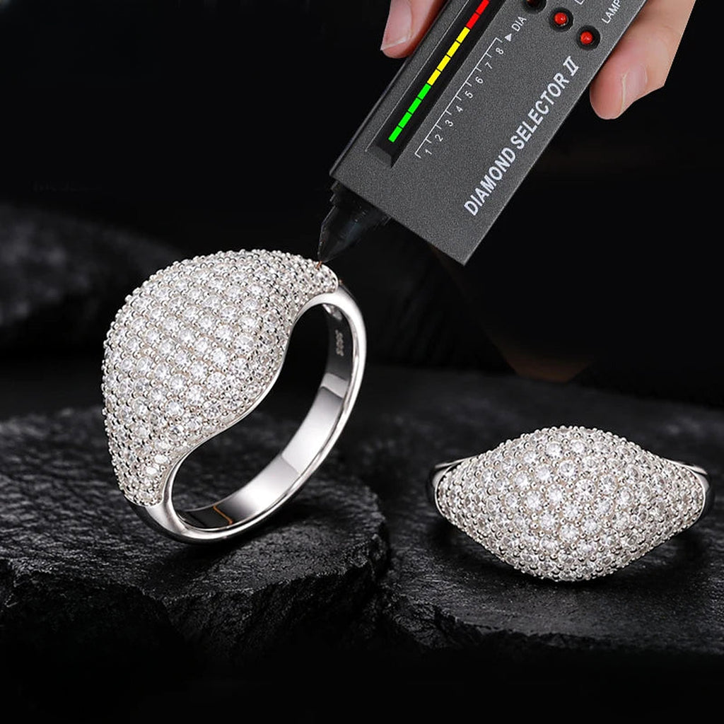 Lab-created moissanite pavé ring in 925 sterling silver, additional view 1