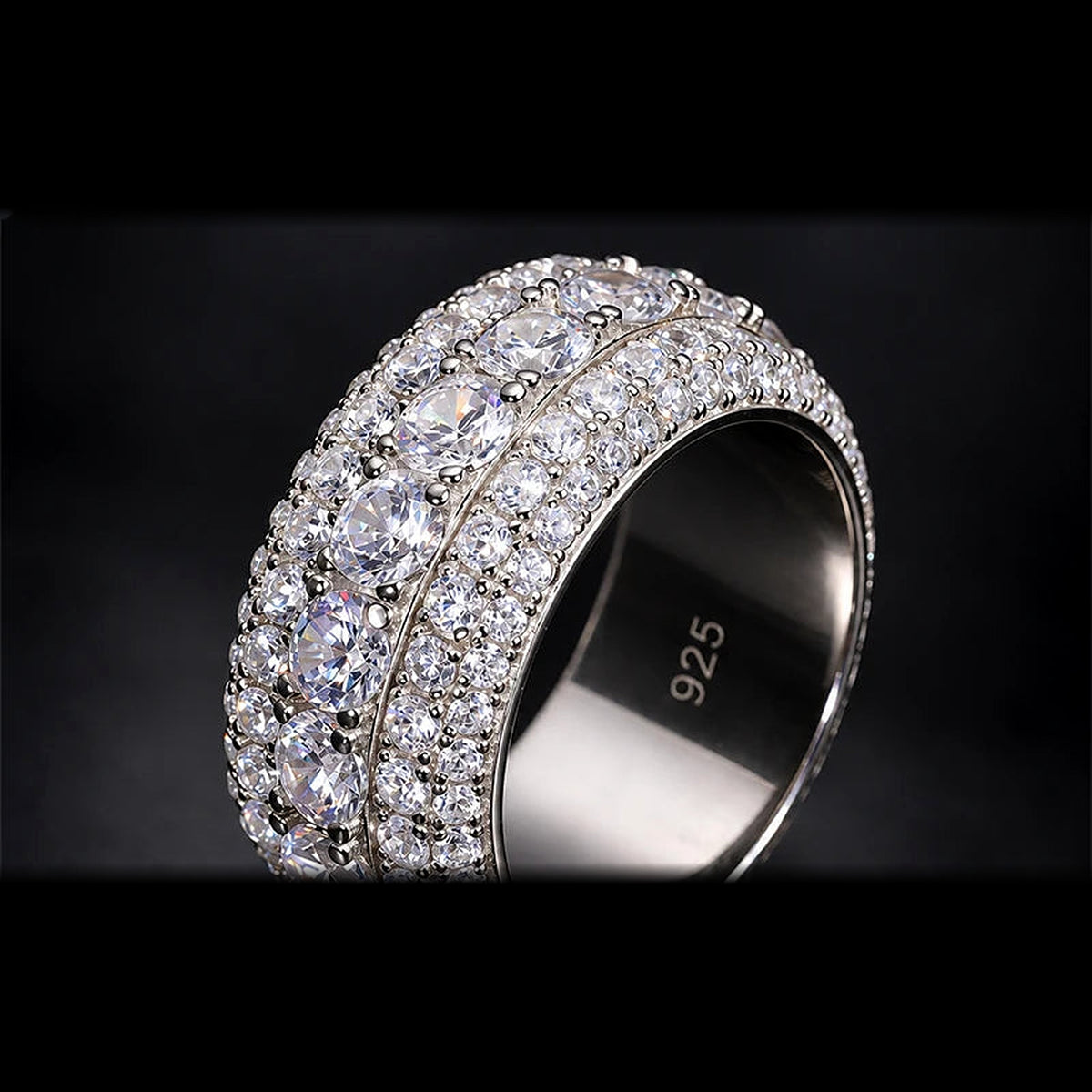 Men's pavé lab-created moissanite ring in 925 sterling silver, product photo