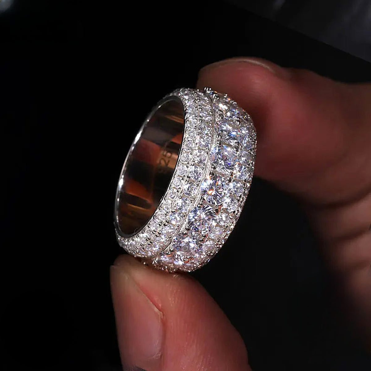 Men's pavé lab-created moissanite ring in 925 sterling silver, additional view 1
