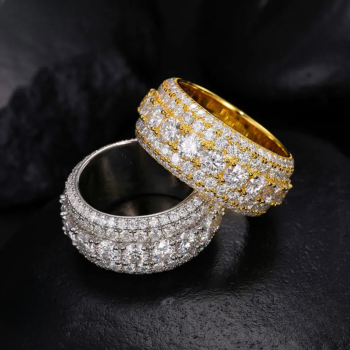 Men's pavé lab-created moissanite ring in 925 sterling silver, additional view 2