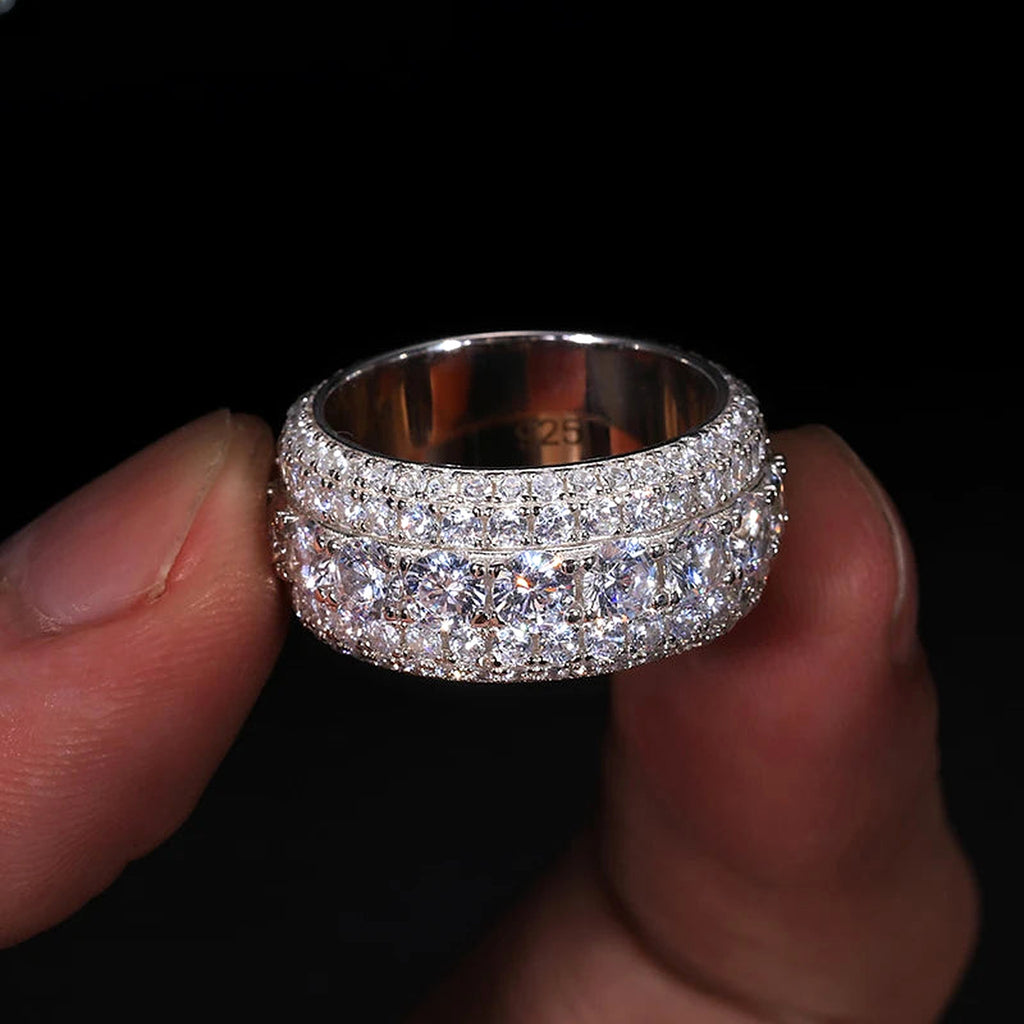 Men's pavé lab-created moissanite ring in 925 sterling silver, additional view 3