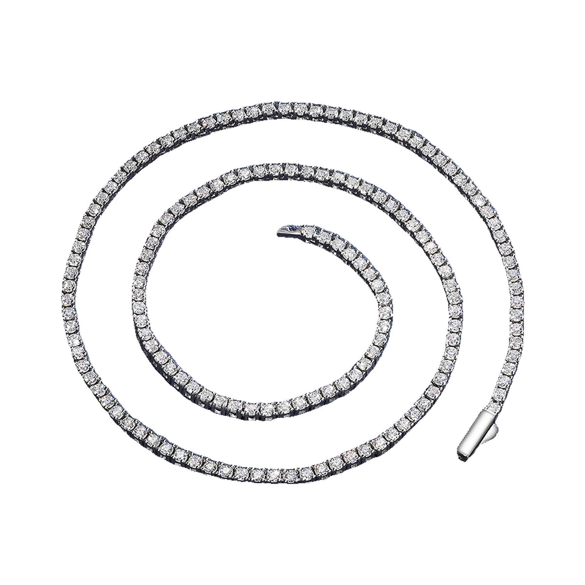 Lab-created moissanite tennis necklace in 925 sterling silver, product photo