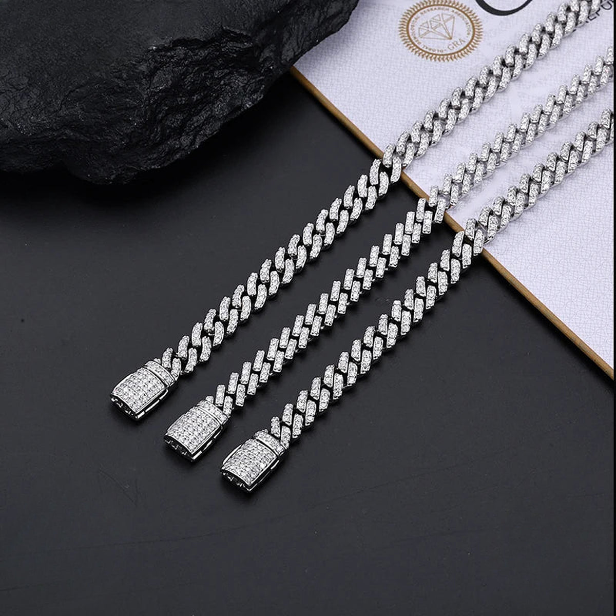 6 mm lab-created moissanite Cuban link bracelet, additional view 1