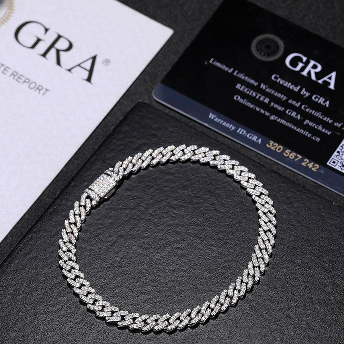 6 mm lab-created moissanite Cuban link bracelet, additional view 2