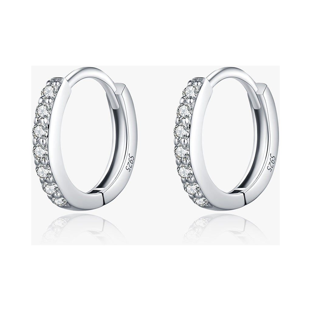 Lab-Created Moissanite Circle Hoop Earrings, 925 Sterling Silver, product photo