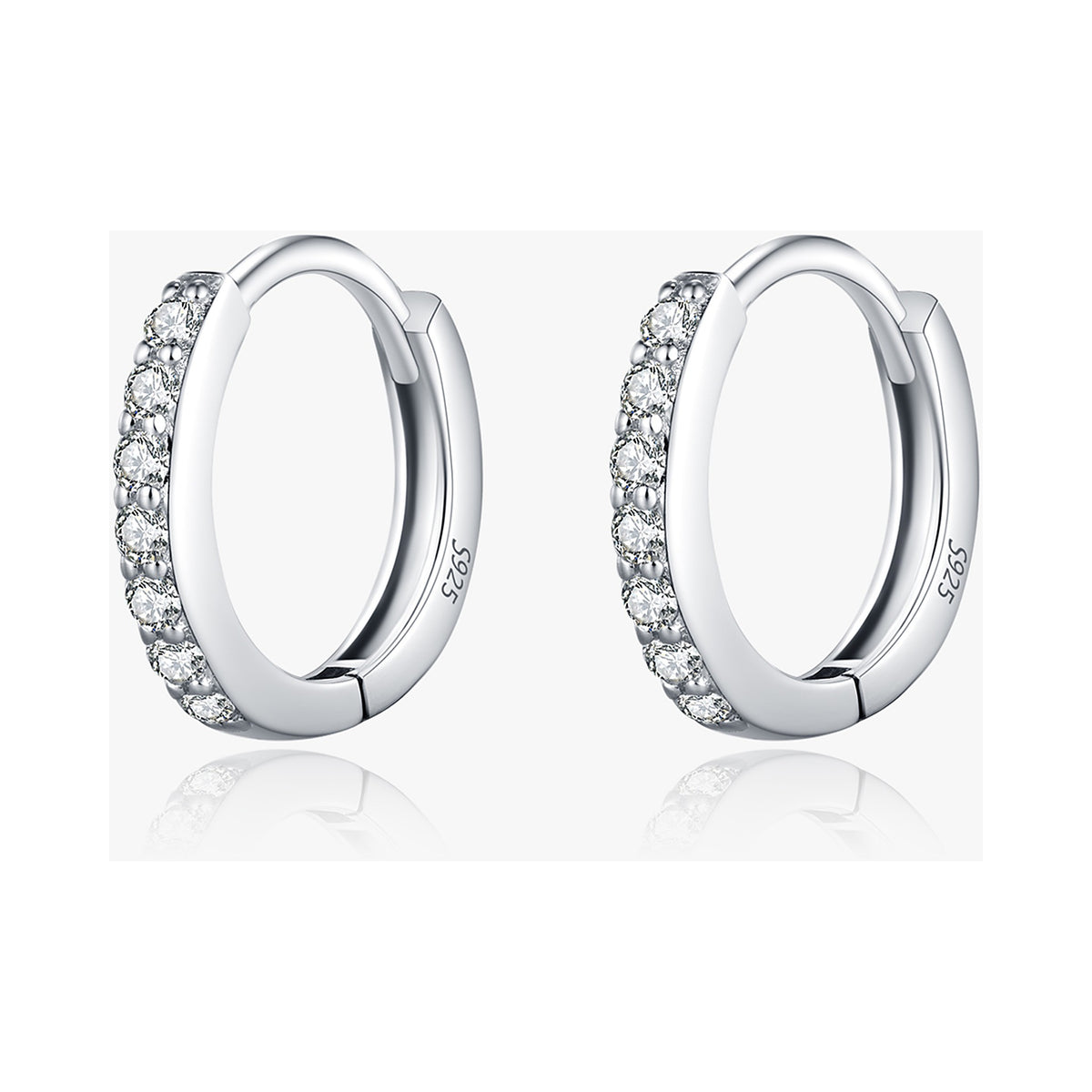 Lab-Created Moissanite Circle Hoop Earrings, 925 Sterling Silver, product photo