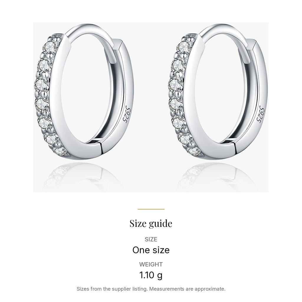 Lab-Created Moissanite Circle Hoop Earrings, 925 Sterling Silver, size guide