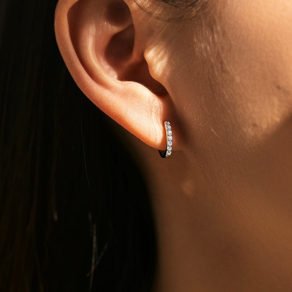 Lab-Created Moissanite Circle Hoop Earrings, 925 Sterling Silver, additional view