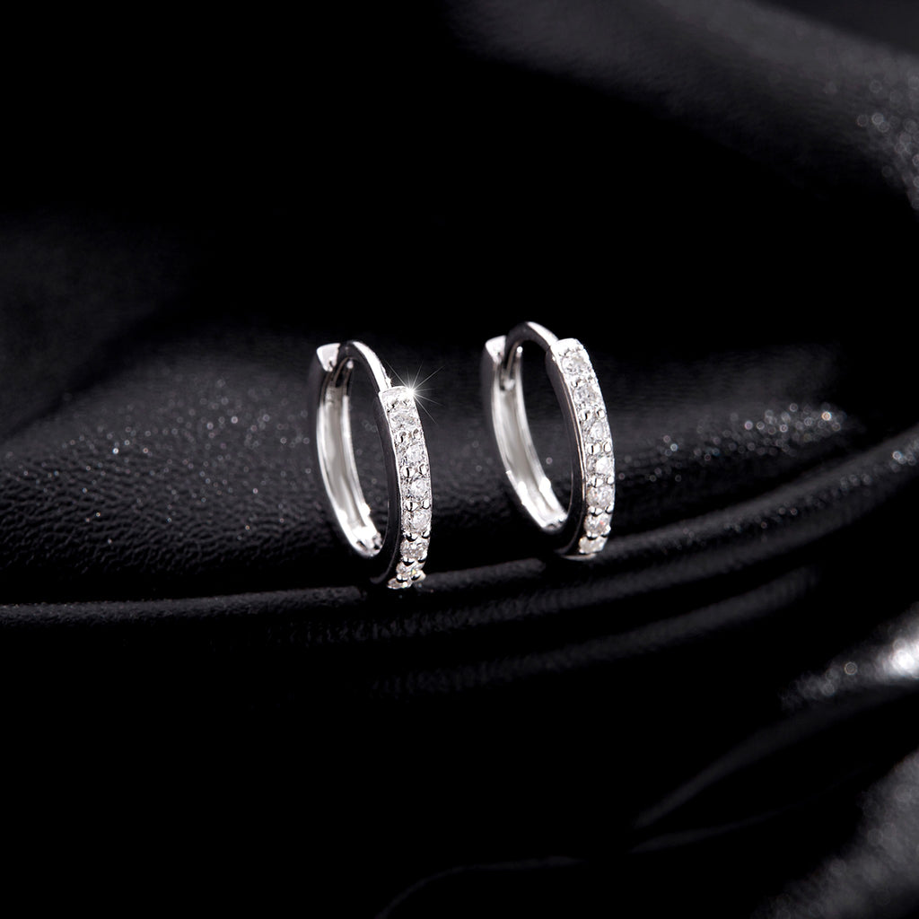 Lab-Created Moissanite Circle Hoop Earrings, 925 Sterling Silver, additional view