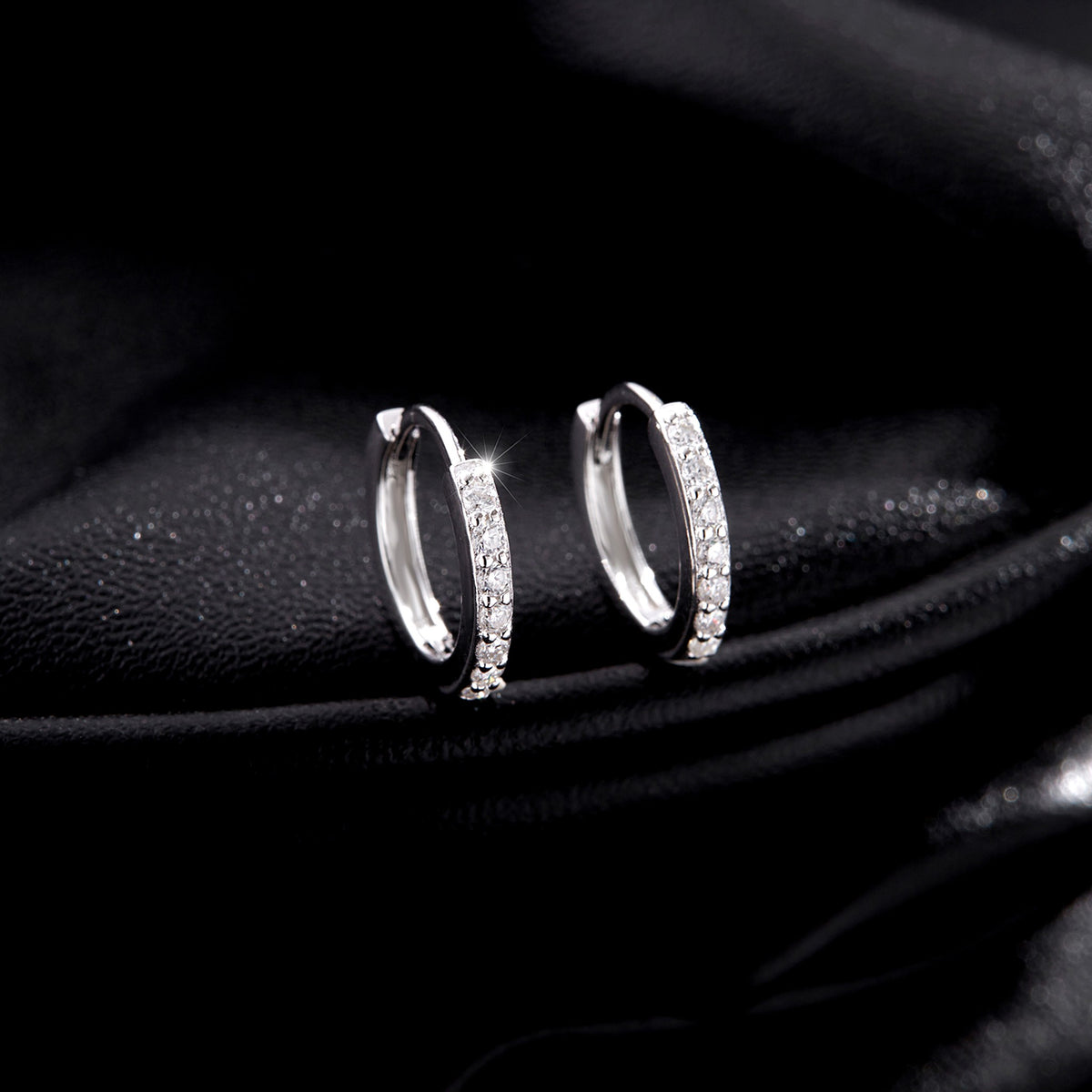 Lab-Created Moissanite Circle Hoop Earrings, 925 Sterling Silver, additional view