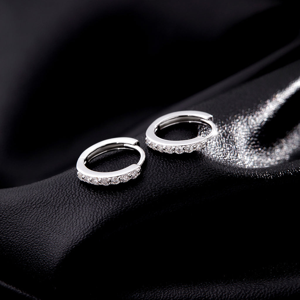 Lab-Created Moissanite Circle Hoop Earrings, 925 Sterling Silver, additional view