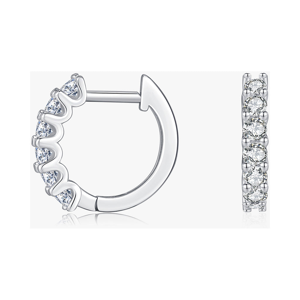 Small Lab-Created Moissanite Hoop Earrings, 925 Sterling Silver, product photo