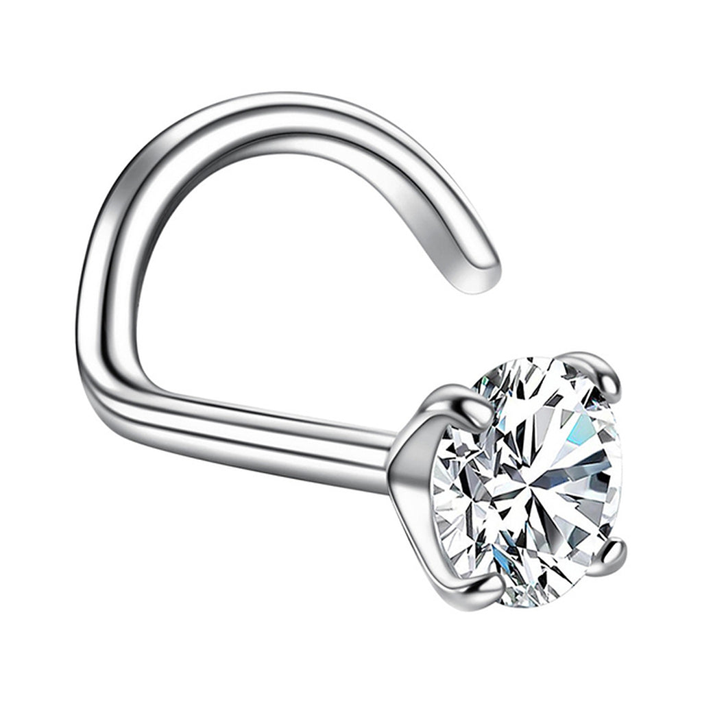 Lab-Created Moissanite Nose Screw Stud, 925 Sterling Silver, product photo