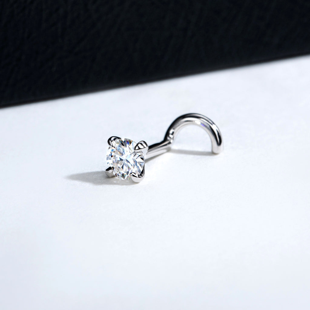 Lab-Created Moissanite Nose Screw Stud, 925 Sterling Silver, additional view