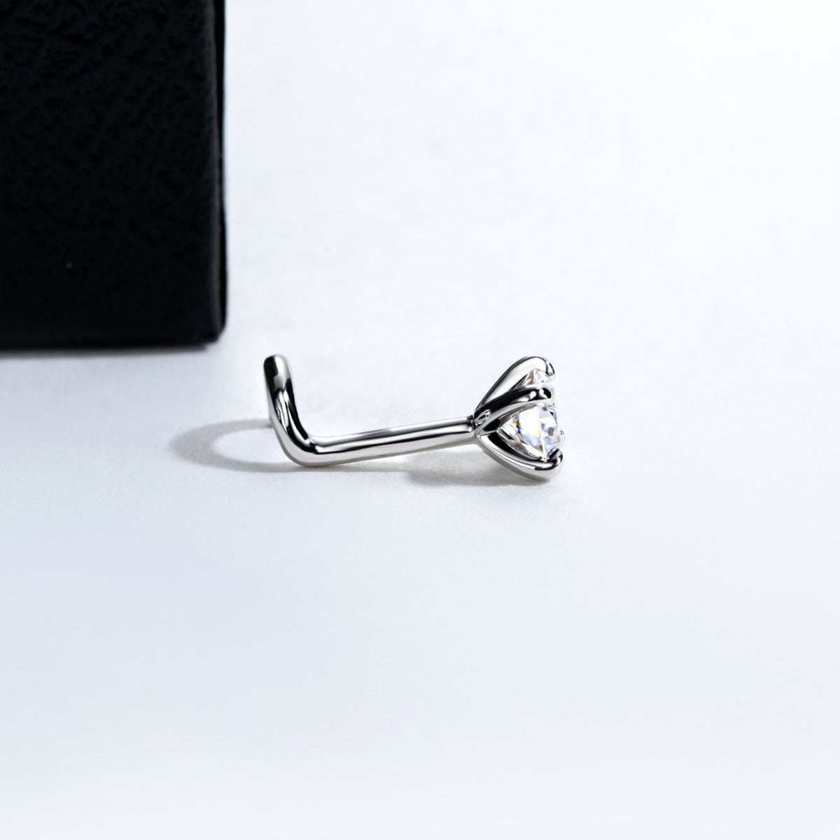 Lab-Created Moissanite Nose Screw Stud, 925 Sterling Silver, additional view