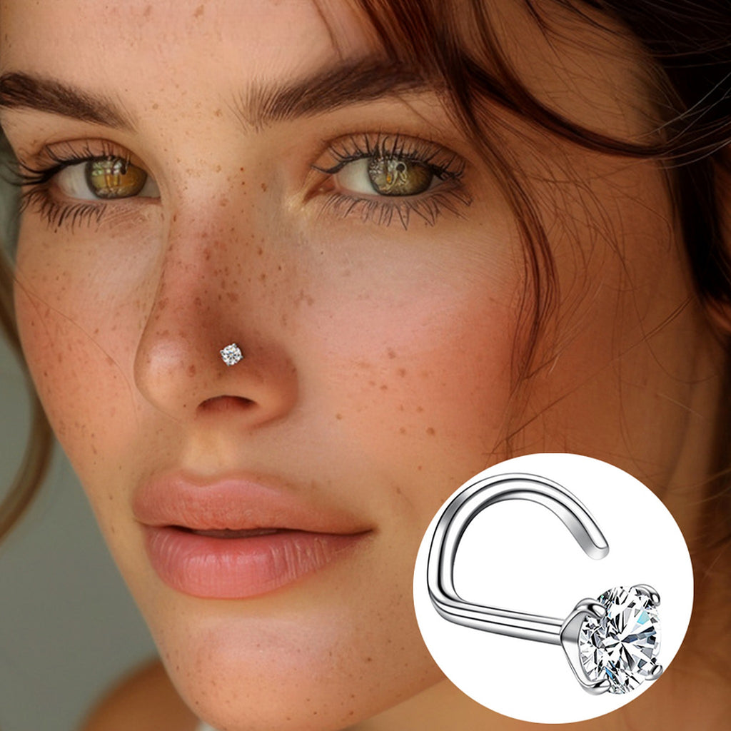 Lab-Created Moissanite Nose Screw Stud, 925 Sterling Silver, additional view