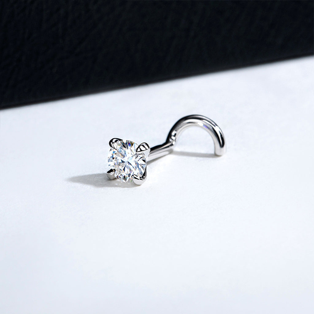 0.3 ct Lab-Created Moissanite Nose Screw Stud, 925 Sterling Silver, additional view