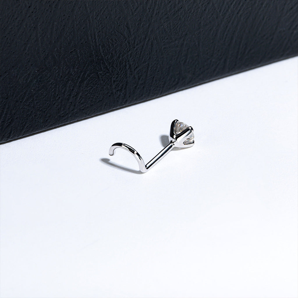 0.3 ct Lab-Created Moissanite Nose Screw Stud, 925 Sterling Silver, additional view