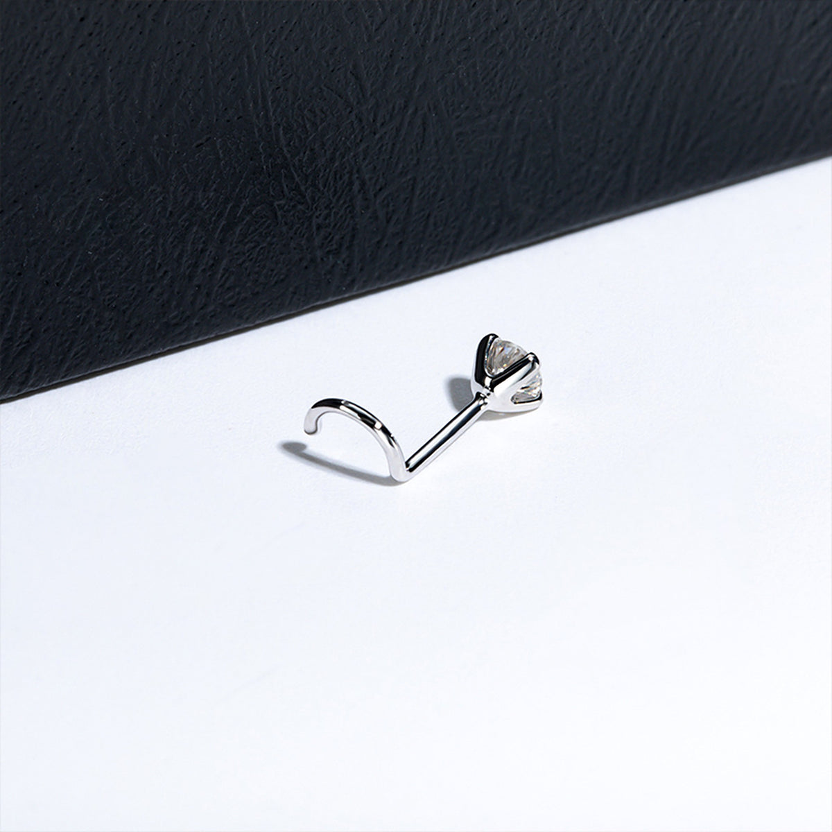 0.3 ct Lab-Created Moissanite Nose Screw Stud, 925 Sterling Silver, additional view