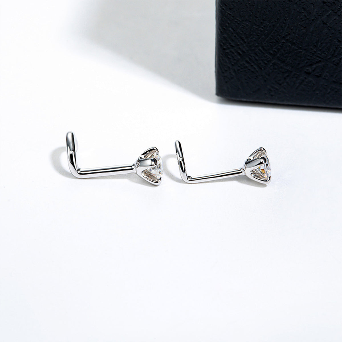 0.3 ct Lab-Created Moissanite Nose Screw Stud, 925 Sterling Silver, additional view