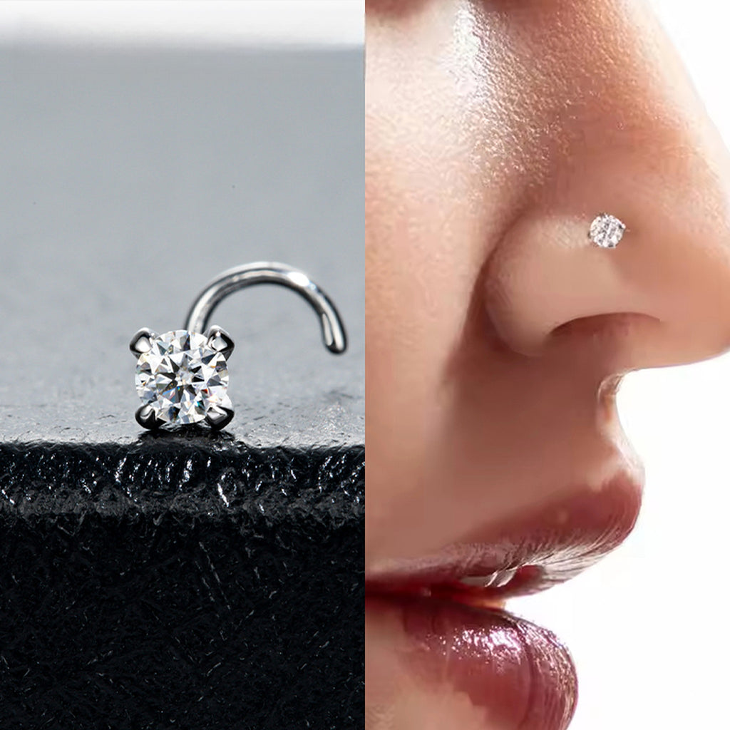 0.3 ct Lab-Created Moissanite Nose Screw Stud, 925 Sterling Silver, additional view