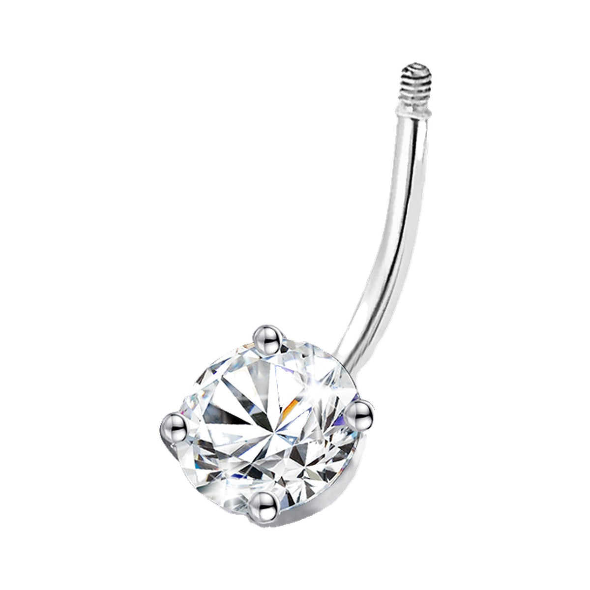 Lab-Created Moissanite Belly Button Ring, 925 Sterling Silver, product photo