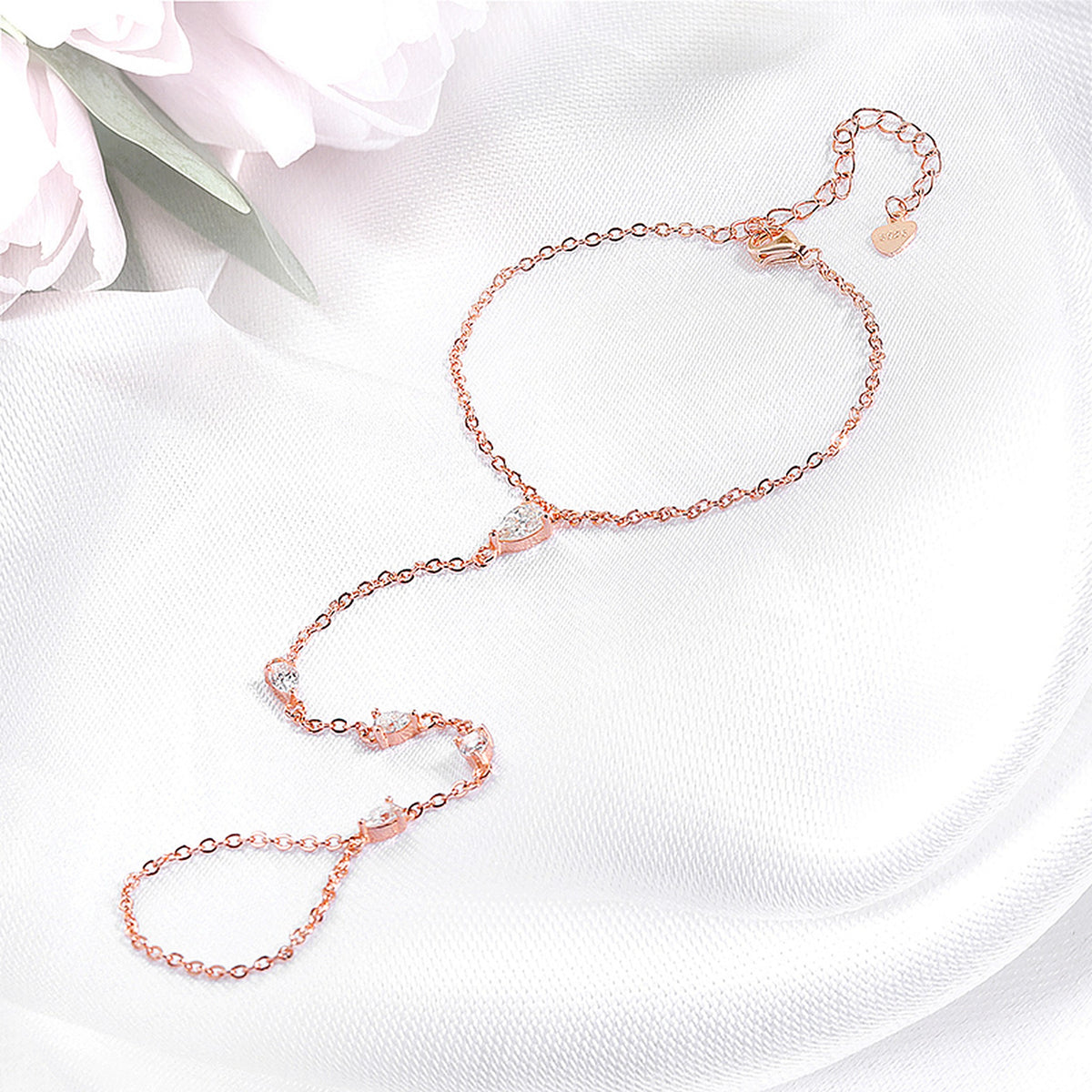 Pear-Cut Lab-Created Moissanite Chain Bracelet, 925 Sterling Silver, product photo