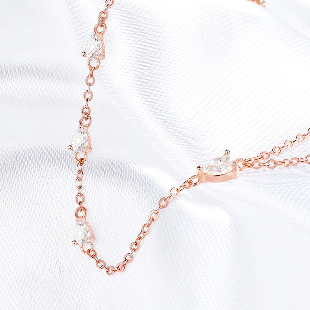 Pear-Cut Lab-Created Moissanite Chain Bracelet, 925 Sterling Silver, additional view
