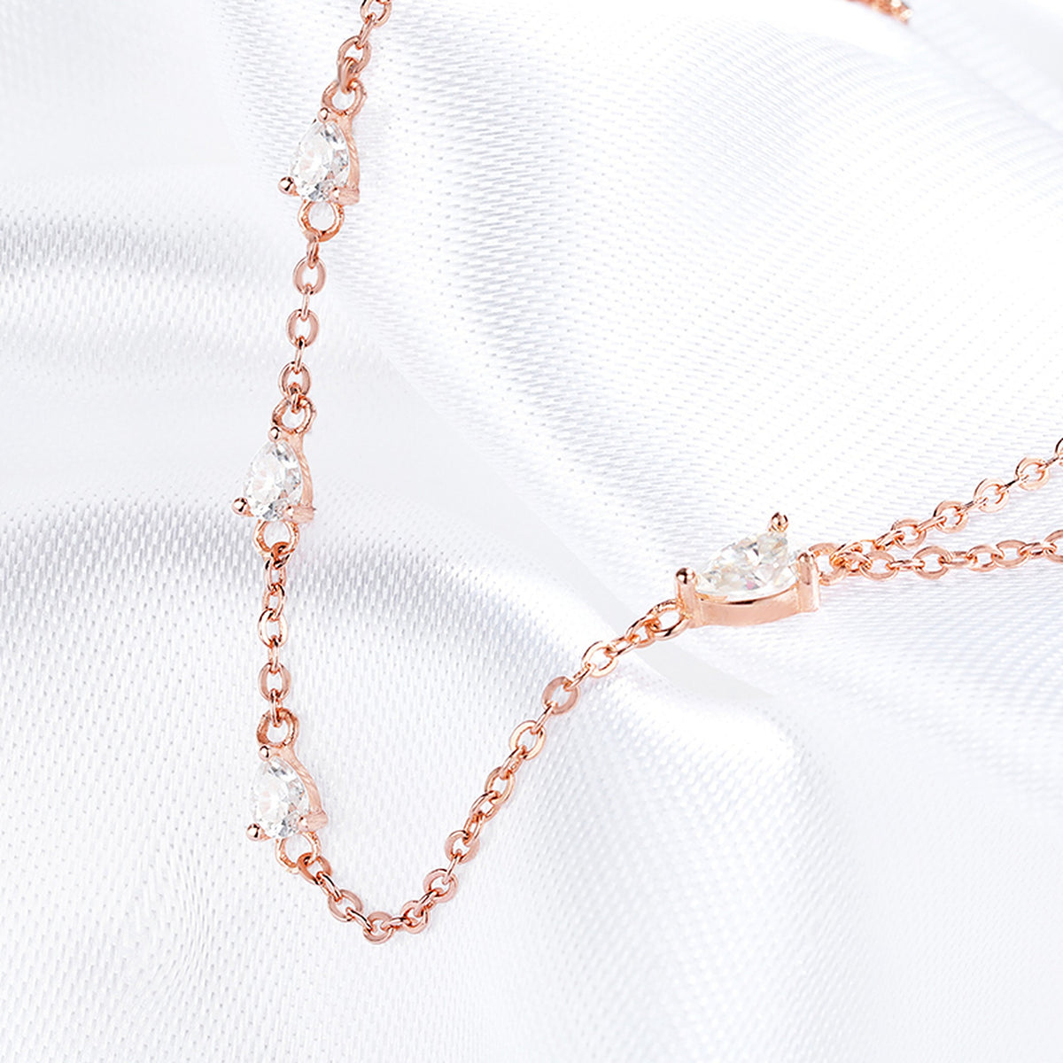 Pear-Cut Lab-Created Moissanite Chain Bracelet, 925 Sterling Silver, additional view