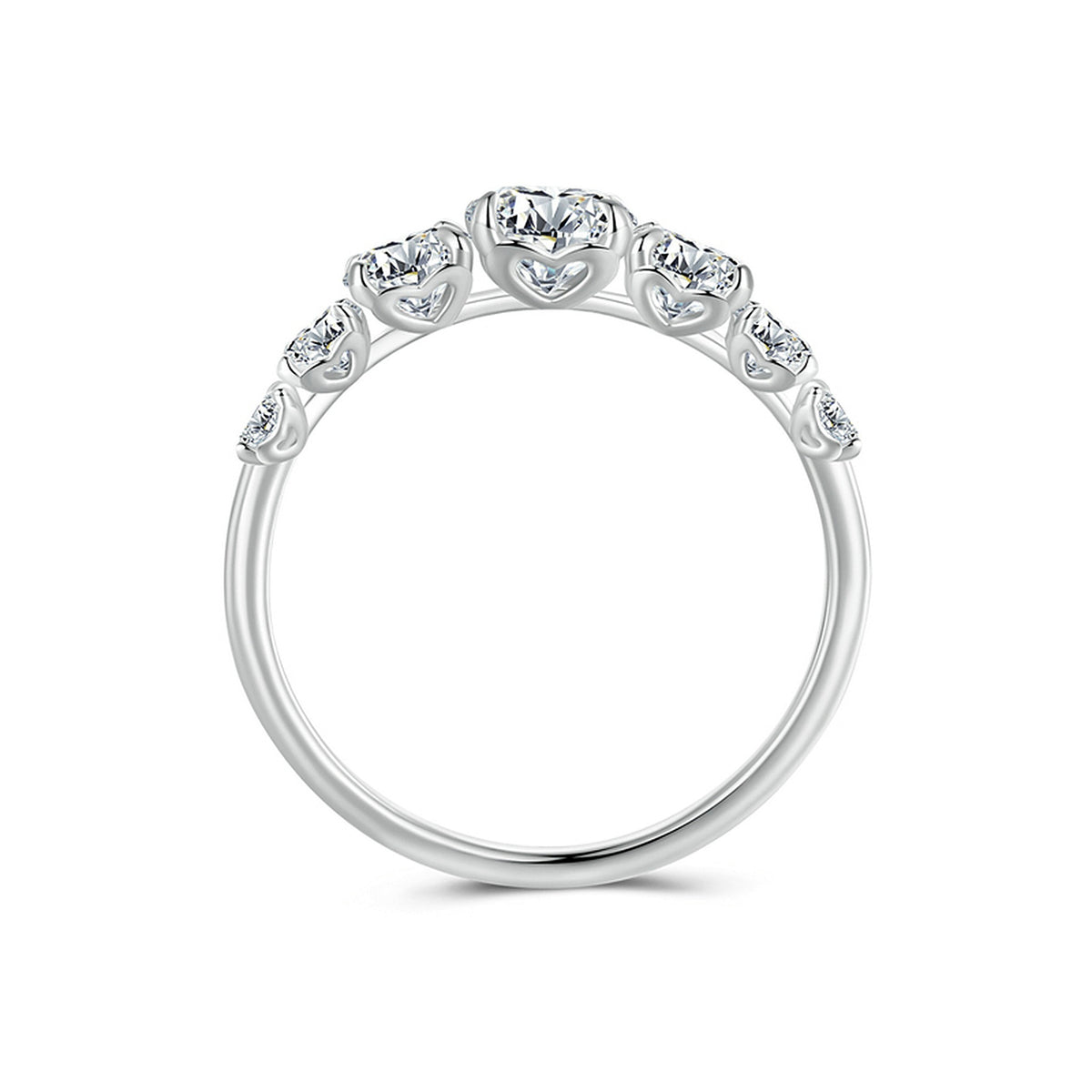 Lab-Created Moissanite Half Eternity Ring, 925 Sterling Silver, additional view