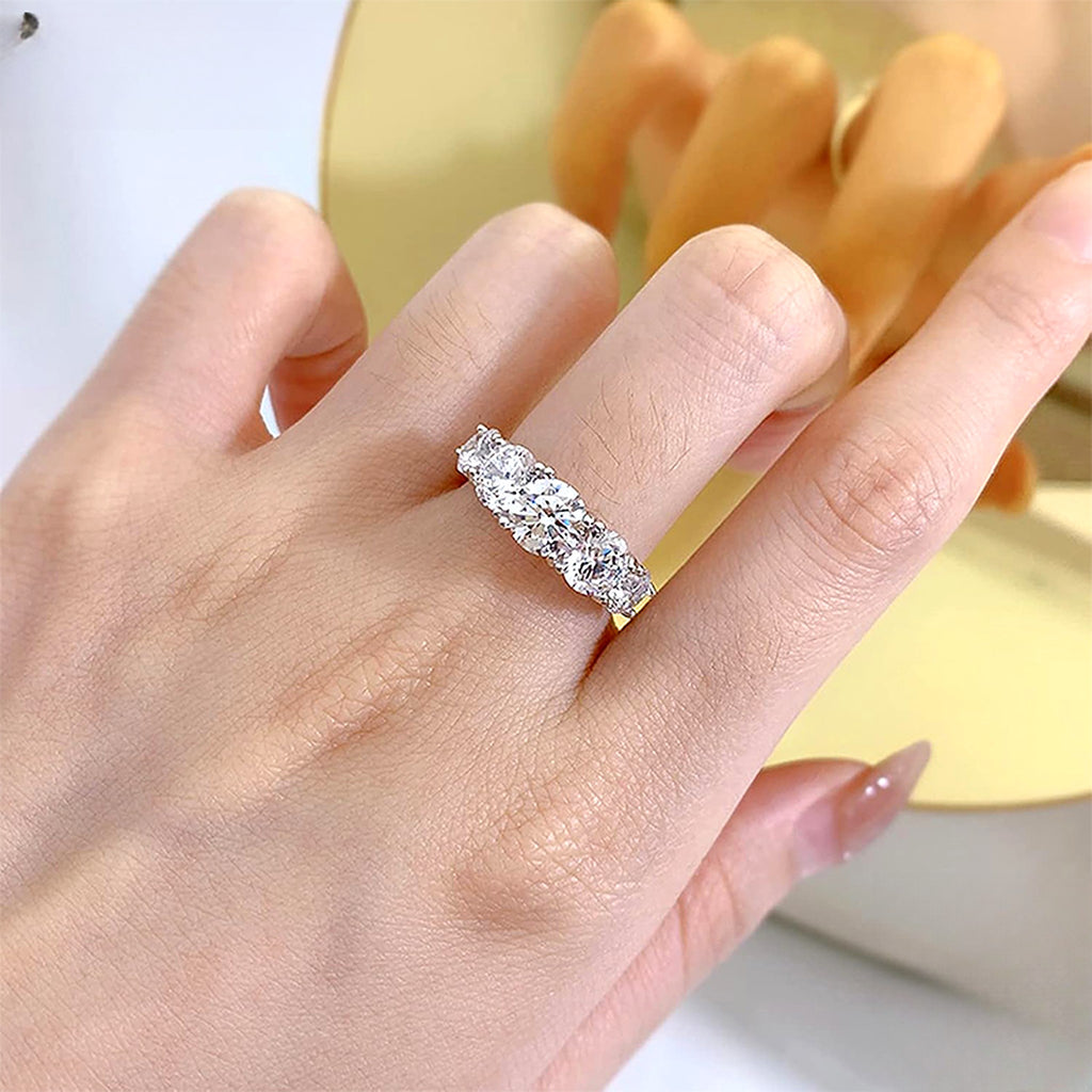 Lab-Created Moissanite Half Eternity Ring, 925 Sterling Silver, additional view