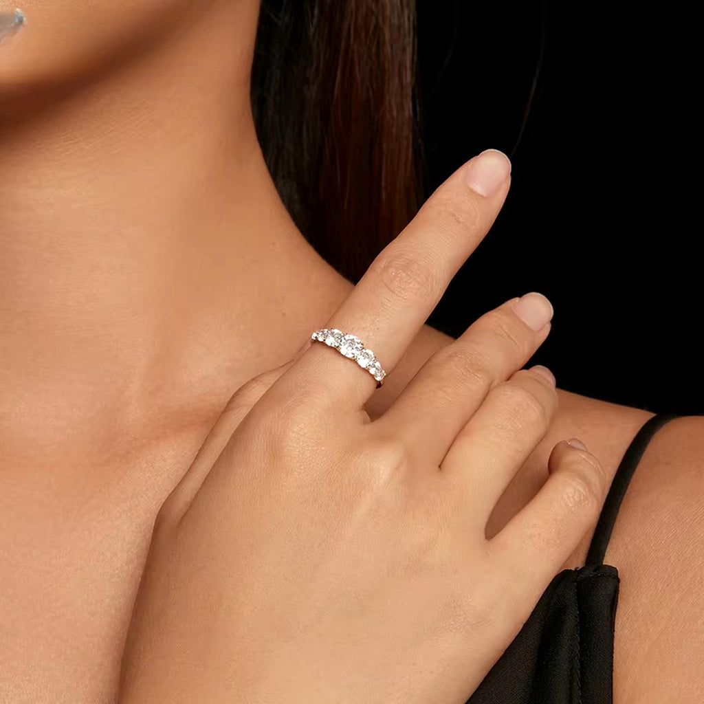 Lab-Created Moissanite Half Eternity Ring, 925 Sterling Silver, additional view