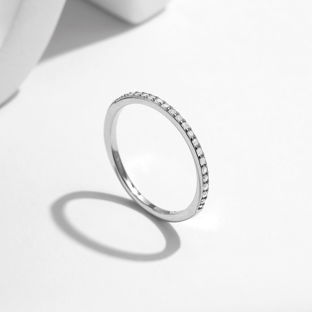 Thin Lab-Created Moissanite Eternity Band, 925 Sterling Silver, additional view