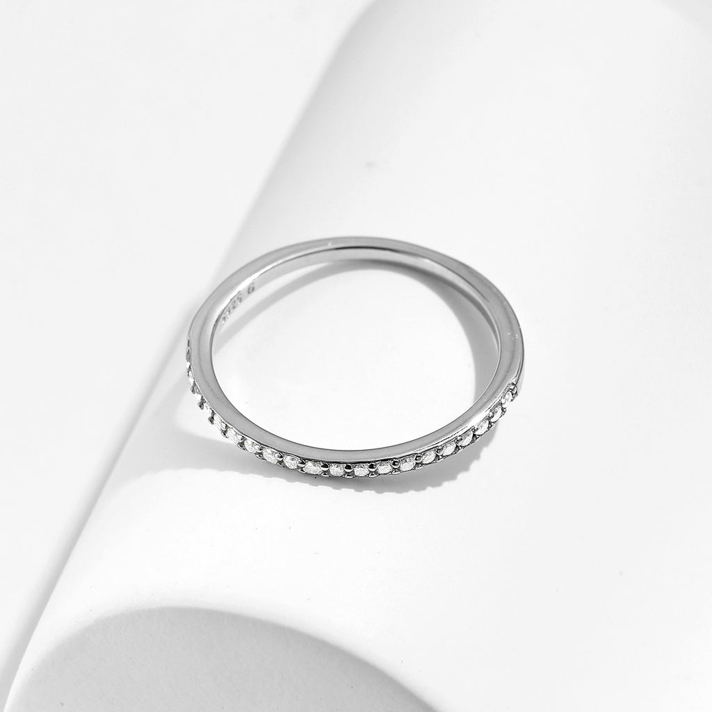 Thin Lab-Created Moissanite Eternity Band, 925 Sterling Silver, additional view