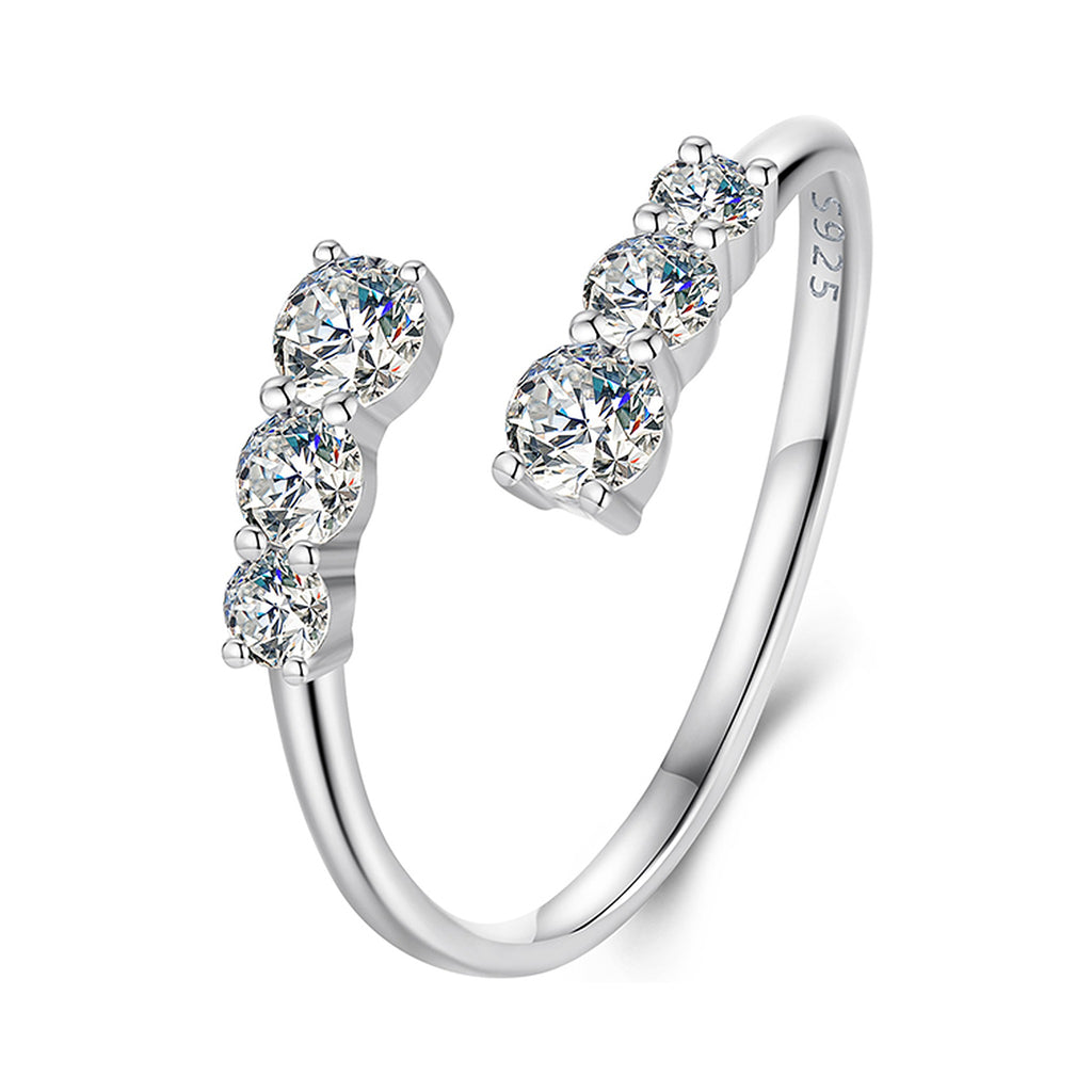 Lab-Created Moissanite Twist Open Ring, 925 Sterling Silver (Adjustable), product photo