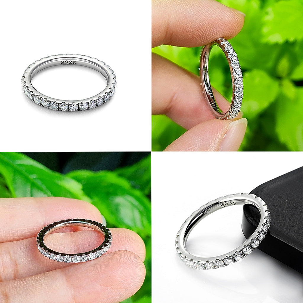 Full Eternity Lab-Created Moissanite Band, 925 Sterling Silver, additional view