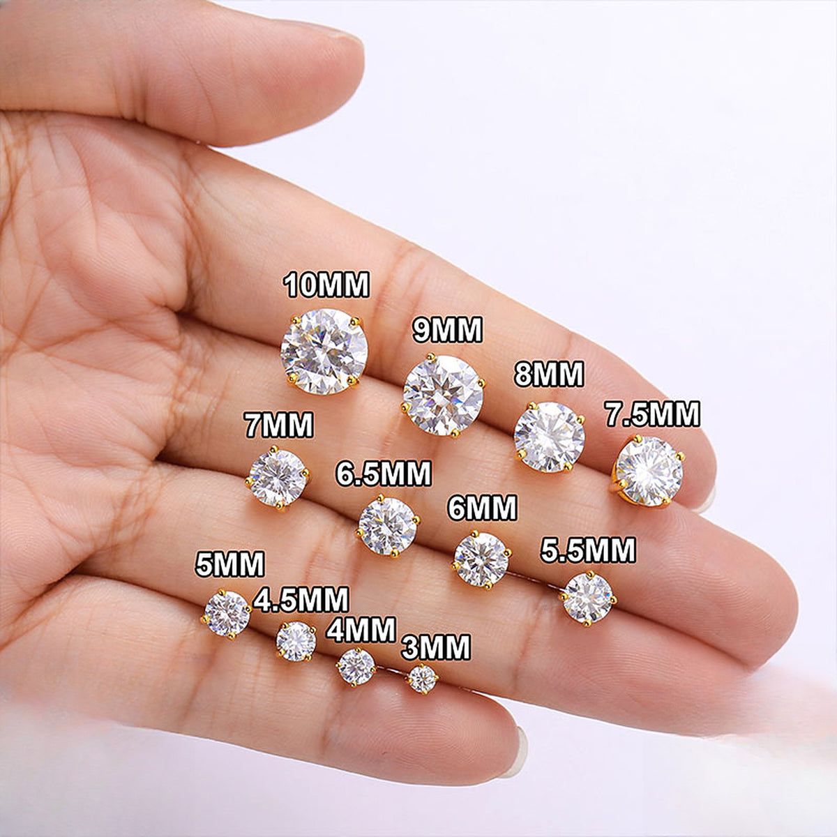 Lab-Created Moissanite Screw-Back Stud Earrings, 925 Sterling Silver, additional view