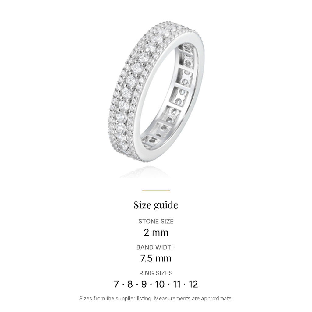 Men's 2 mm Lab-Created Moissanite Band Ring, size guide
