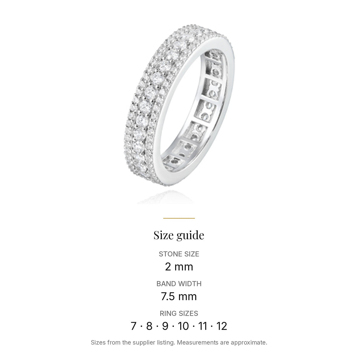 Men's 2 mm Lab-Created Moissanite Band Ring, size guide