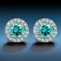 Green Lab-Created Moissanite Stud Earrings, 925 Sterling Silver, product photo